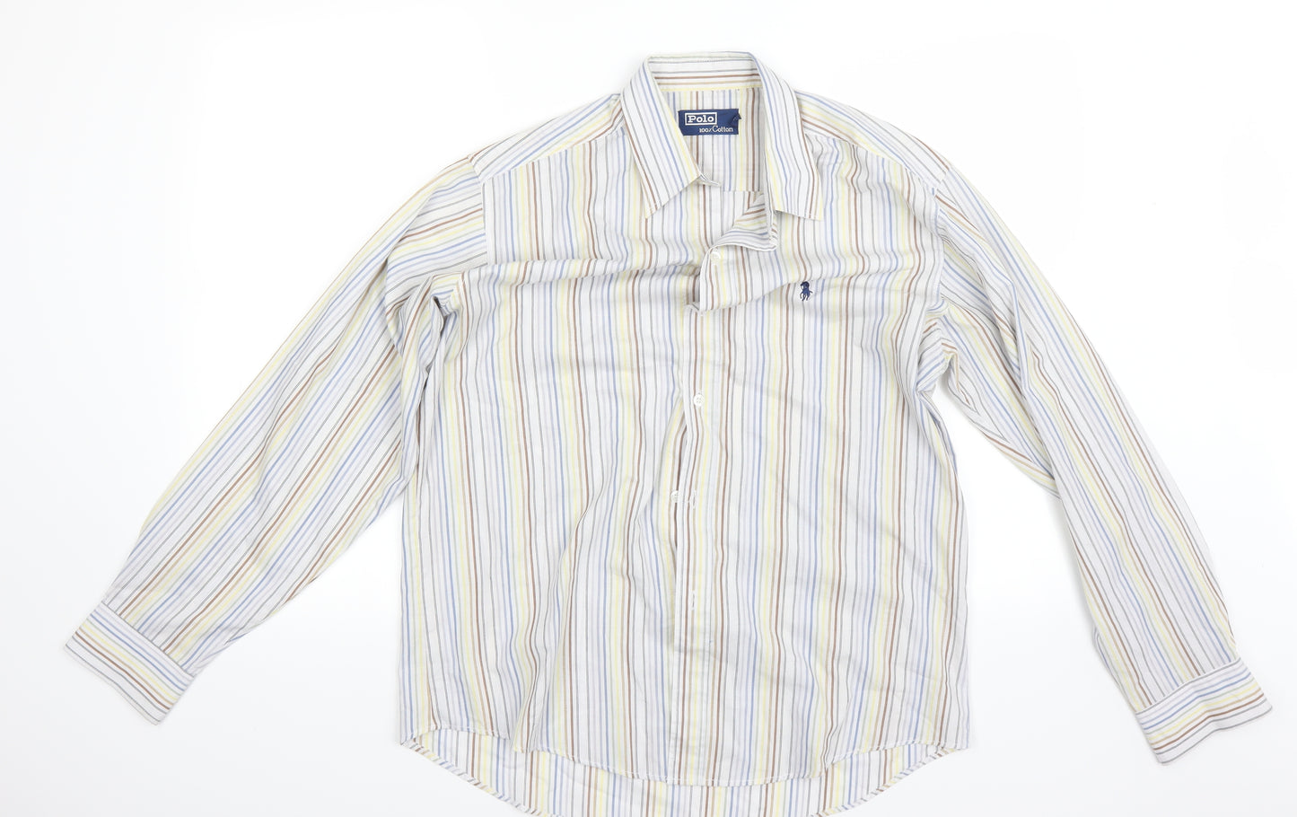 Ralph Lauren Mens White Striped   Button-Up Size XL