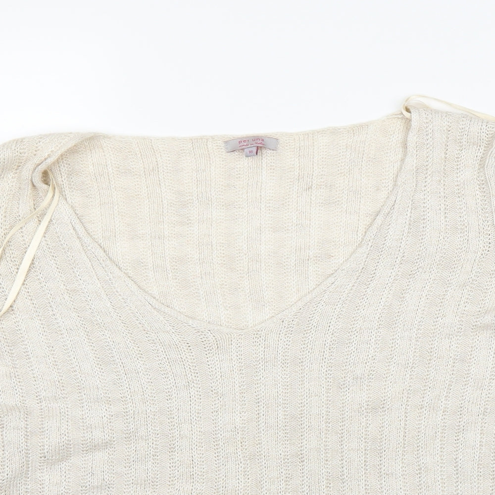 PERUNA Womens Beige   Pullover Jumper Size 16