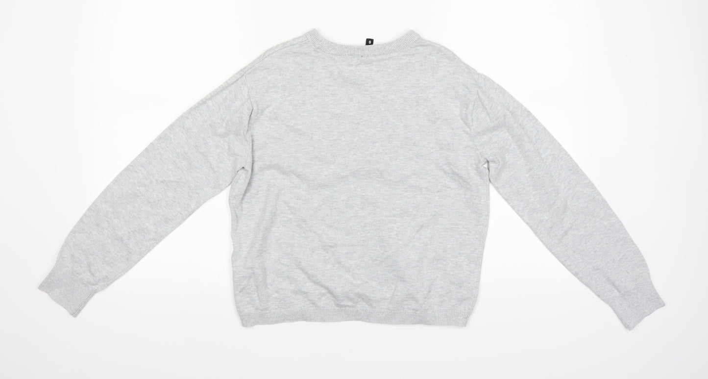 Divided Womens Grey Floral  Pullover Sweatshirt Size S