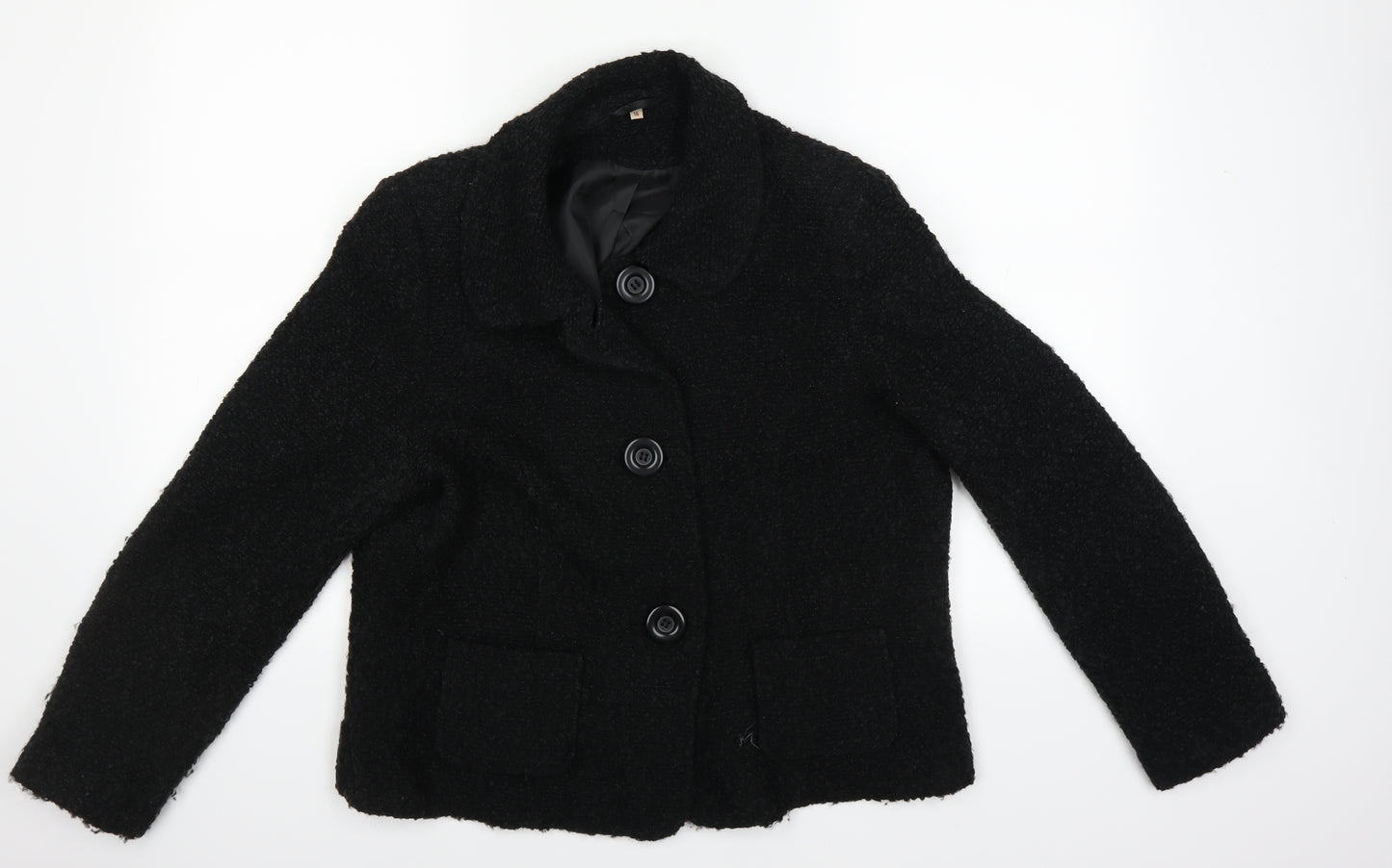 Preworn Womens Black   Overcoat Coat Size 16