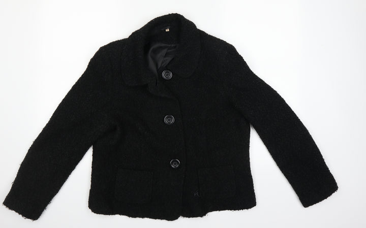 Preworn Womens Black   Overcoat Coat Size 16