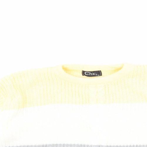 CHIC Womens Yellow Striped  Pullover Jumper Size L