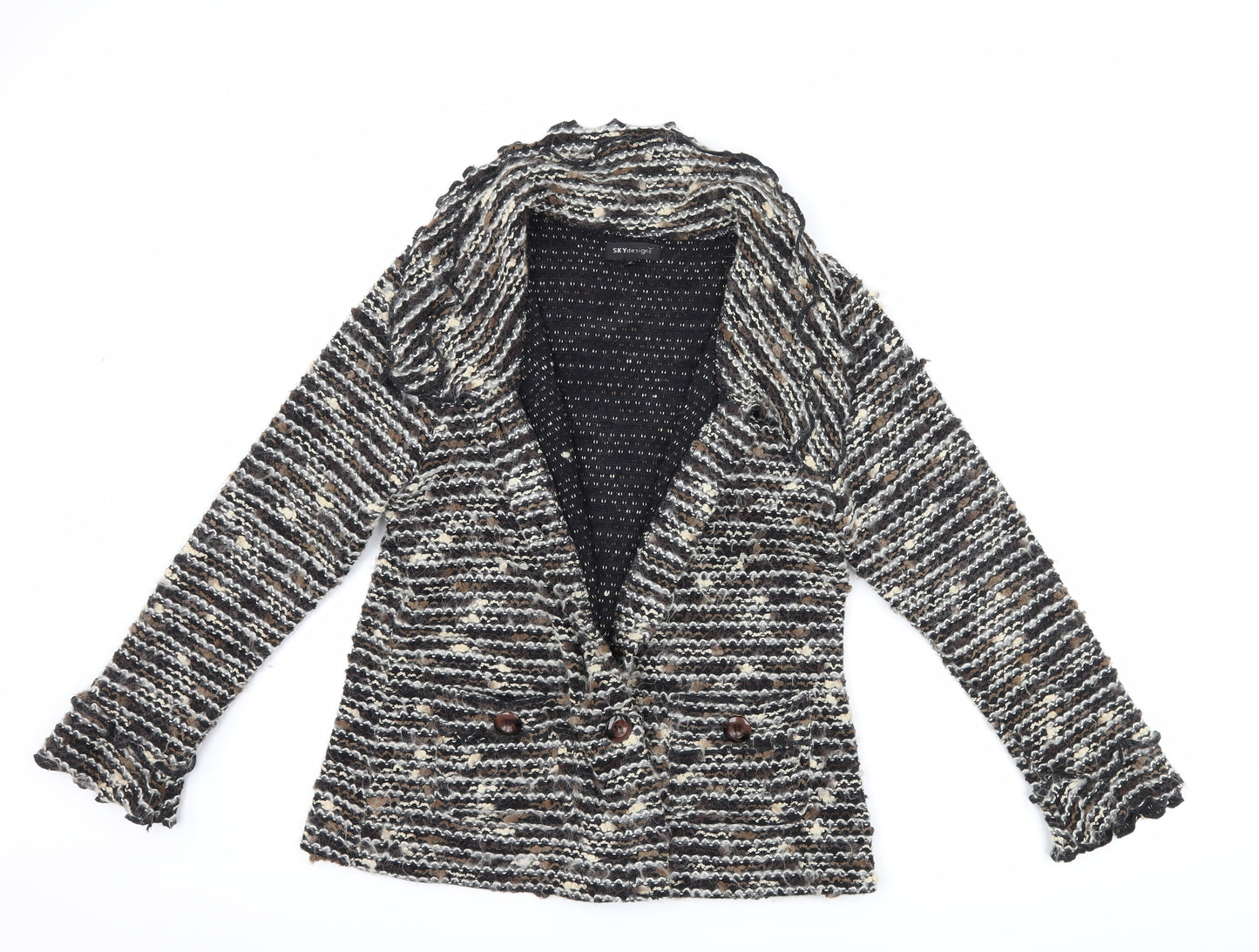 Sky Designs Womens Black Striped  Jacket Blazer Size M