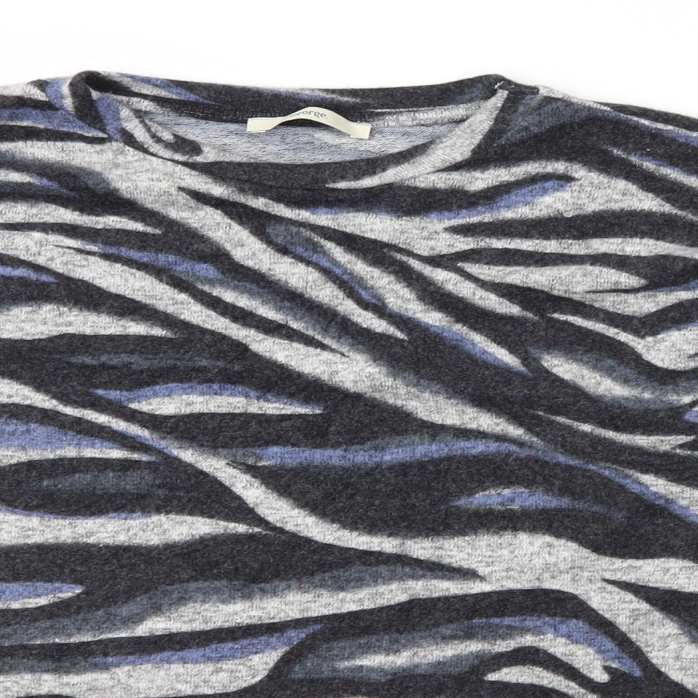 George Womens Grey Animal Print  Pullover Jumper Size M