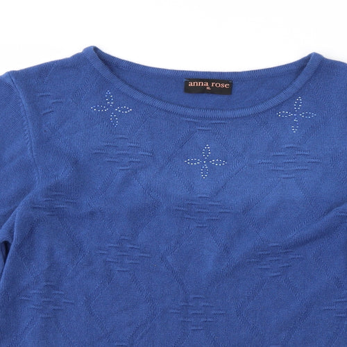 anna rose Womens Blue Argyle/Diamond  Pullover Jumper Size XL