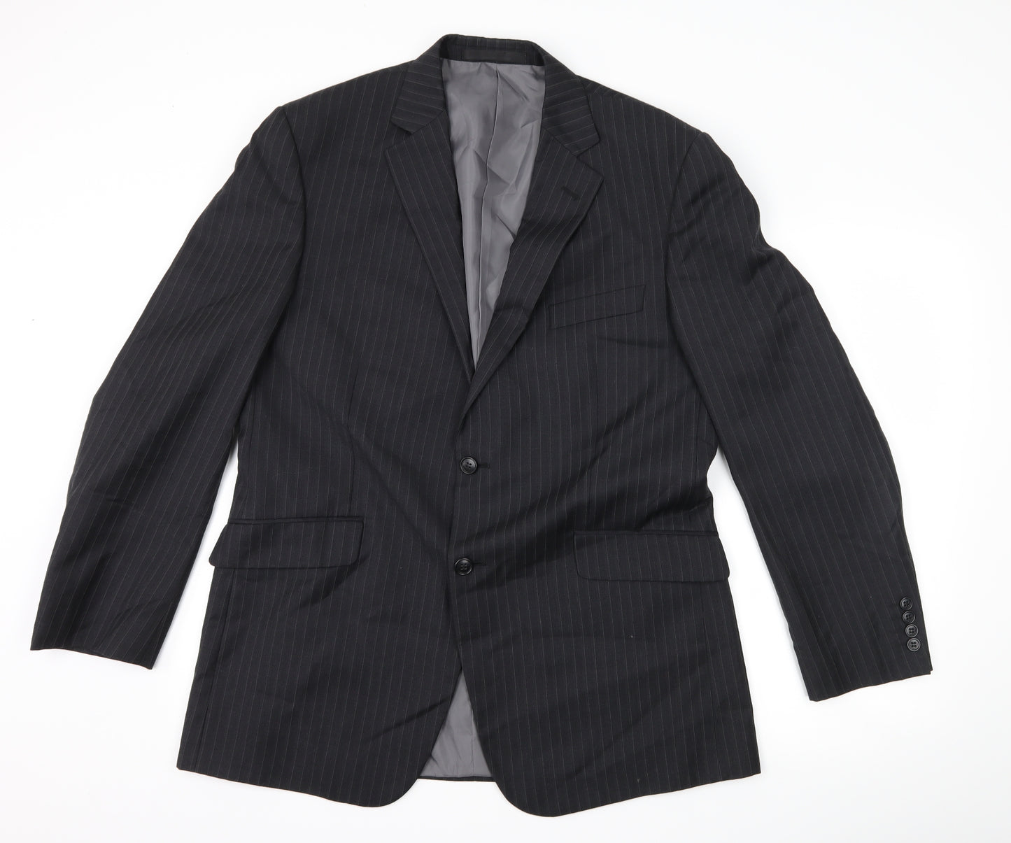 Marks and Spencer Mens Grey Striped  Jacket Suit Jacket Size 42
