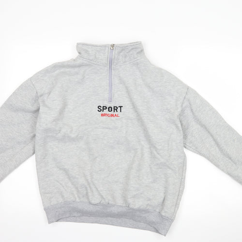 Fashion Womens Grey   Henley Sweatshirt Size L