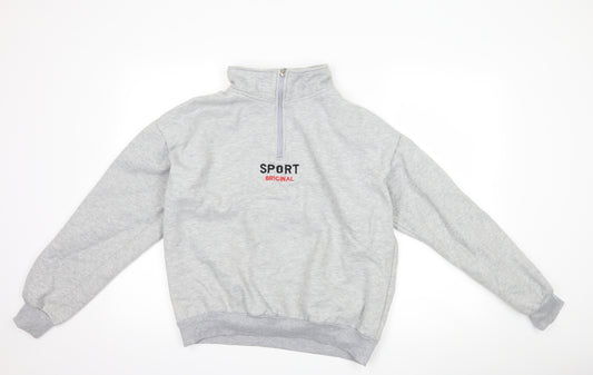 Fashion Womens Grey   Henley Sweatshirt Size L