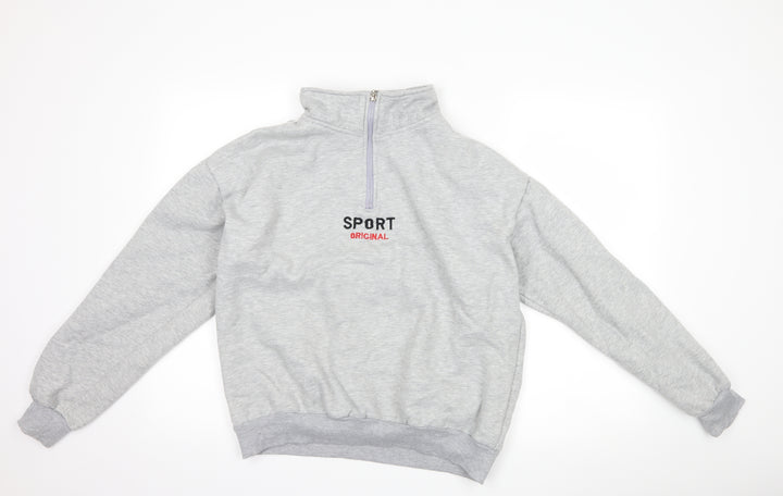 Fashion Womens Grey   Henley Sweatshirt Size L