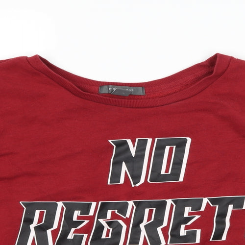 Primark Womens Red   Pullover Sweatshirt Size 8  - slogan