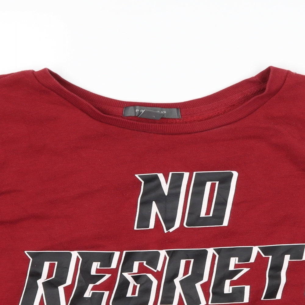 Primark Womens Red   Pullover Sweatshirt Size 8  - slogan
