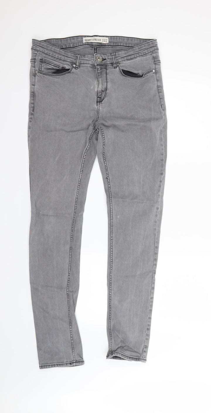 New Look Womens Grey Straight Jeans Size 34 in L26 in