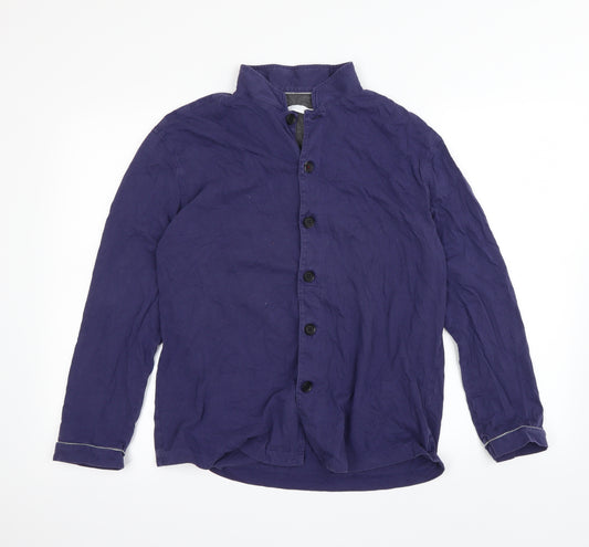 Front view of Preworn women’s purple basic button-up, size S