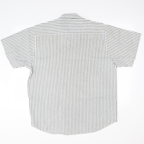 weekends only Mens White Striped   Button-Up Size L