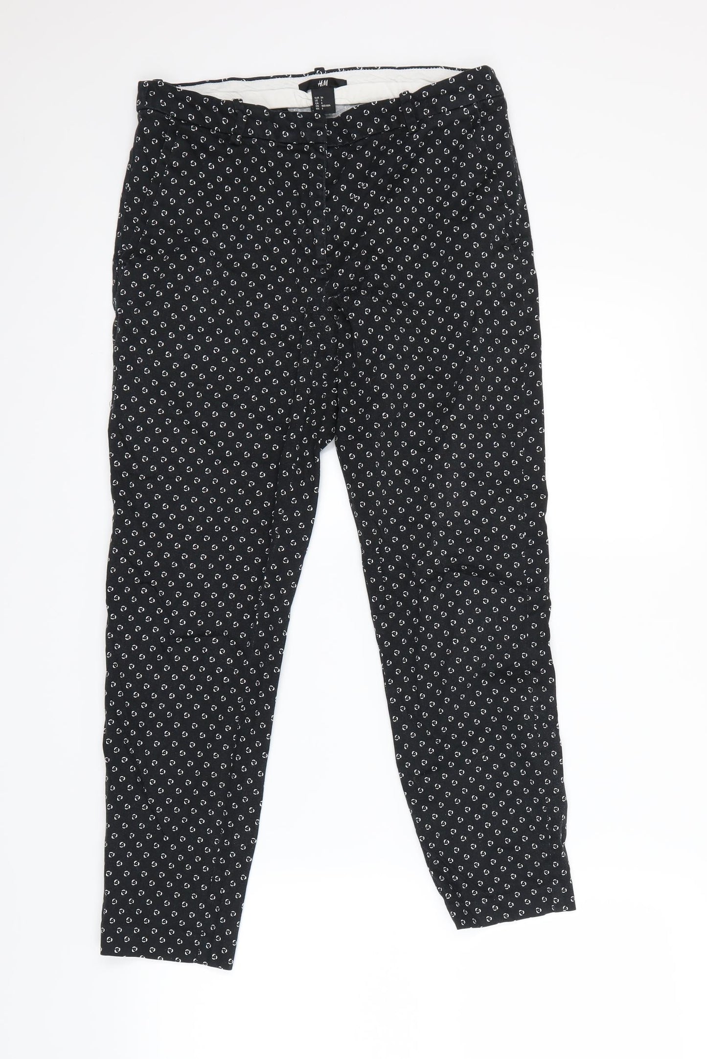 H&M  Womens Black Polka Dot  Dress Pants Trousers Size 6 L25 in