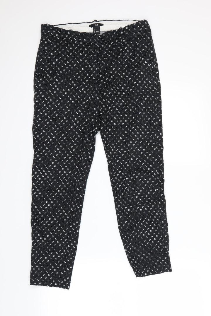 H&M  Womens Black Polka Dot  Dress Pants Trousers Size 6 L25 in