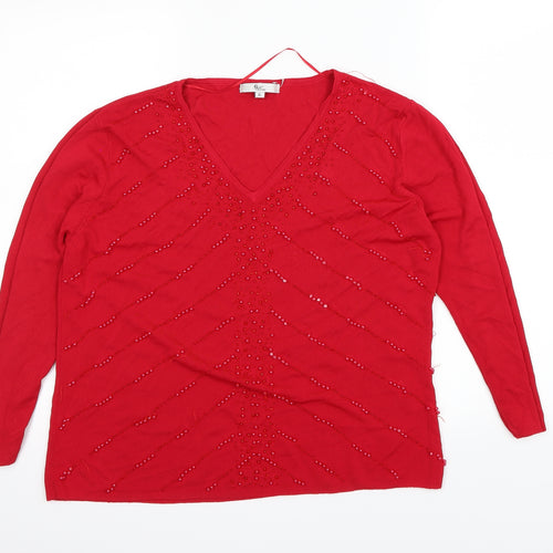 Klass Collection Womens Red   Pullover Sweatshirt Size XL