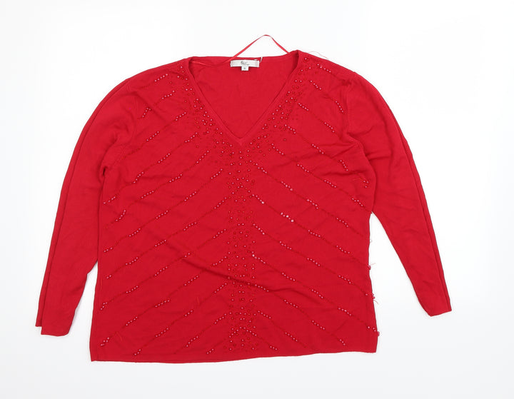 Klass Collection Womens Red   Pullover Sweatshirt Size XL