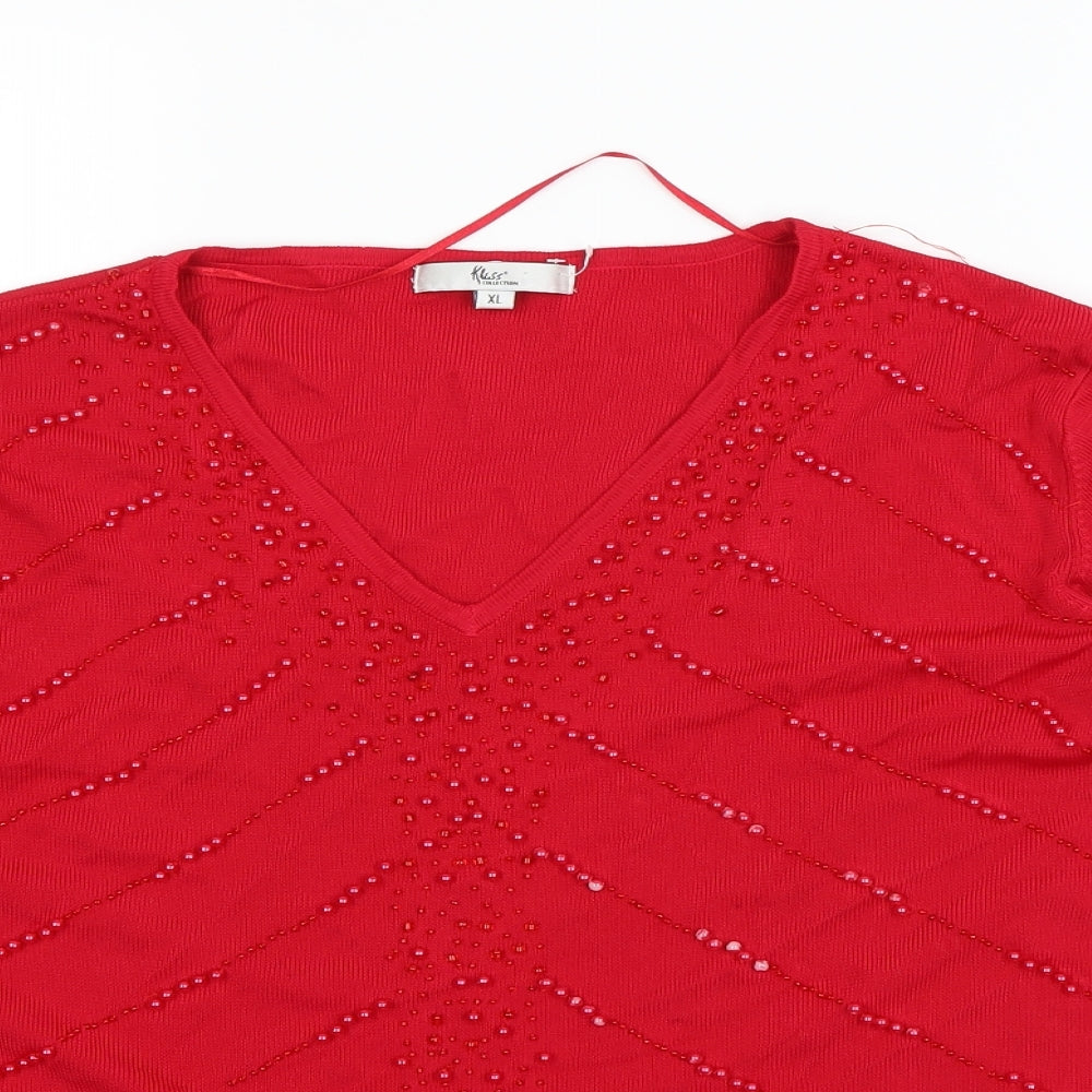 Klass Collection Womens Red   Pullover Sweatshirt Size XL