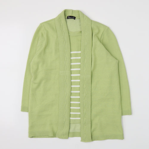 Prauna Womens Green Striped Knit Pullover Jumper Size M