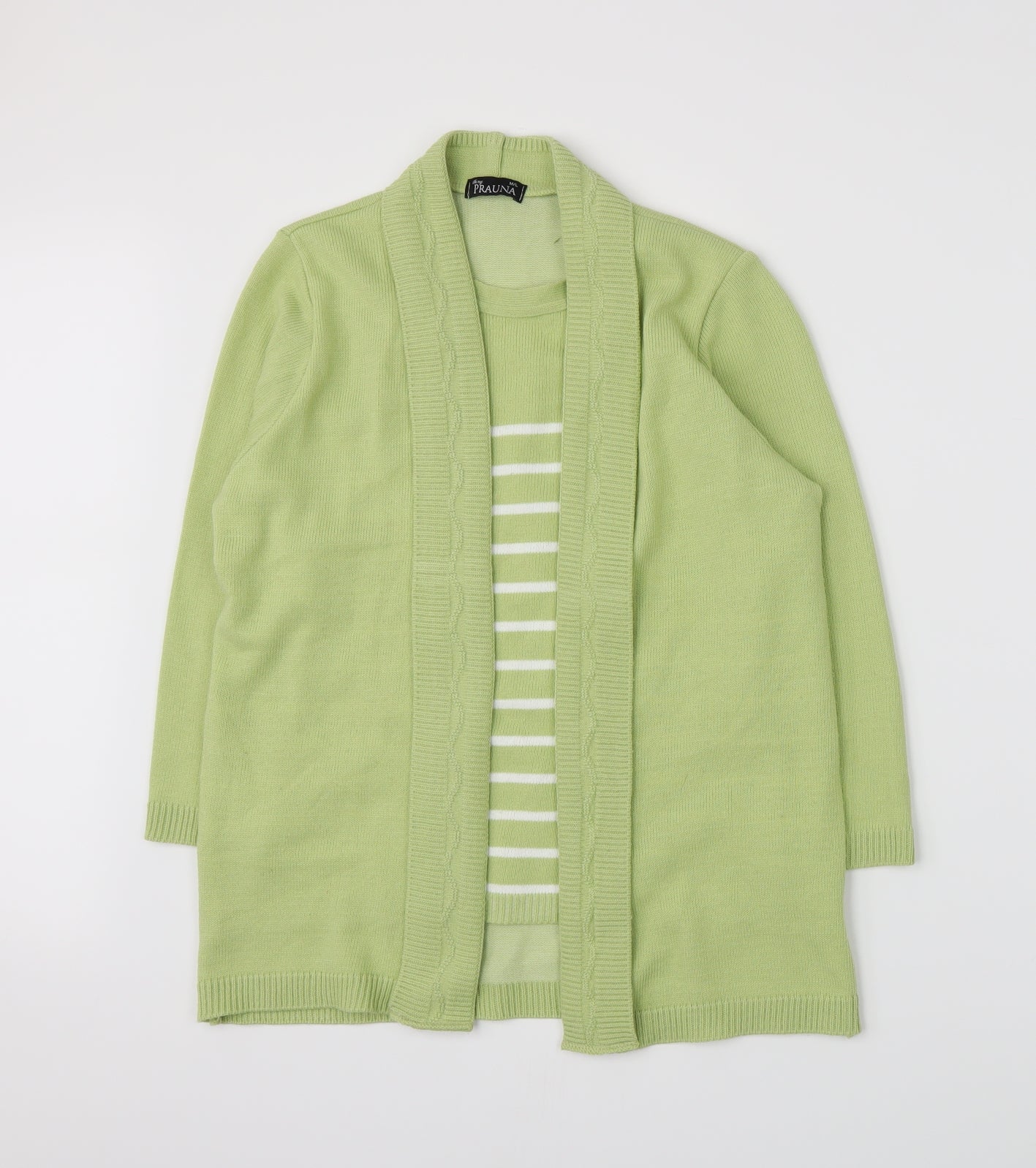 Prauna Womens Green Striped Knit Pullover Jumper Size M