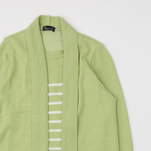 Prauna Womens Green Striped Knit Pullover Jumper Size M