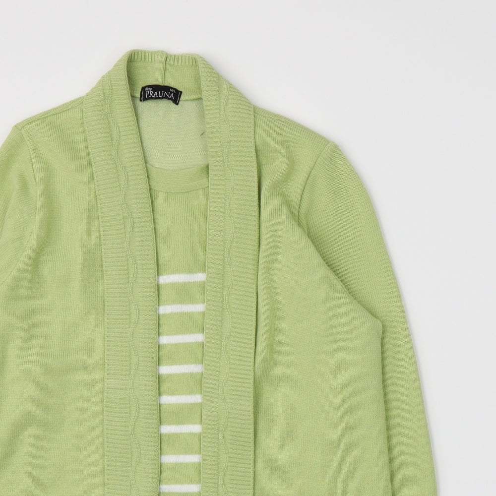 Prauna Womens Green Striped Knit Pullover Jumper Size M