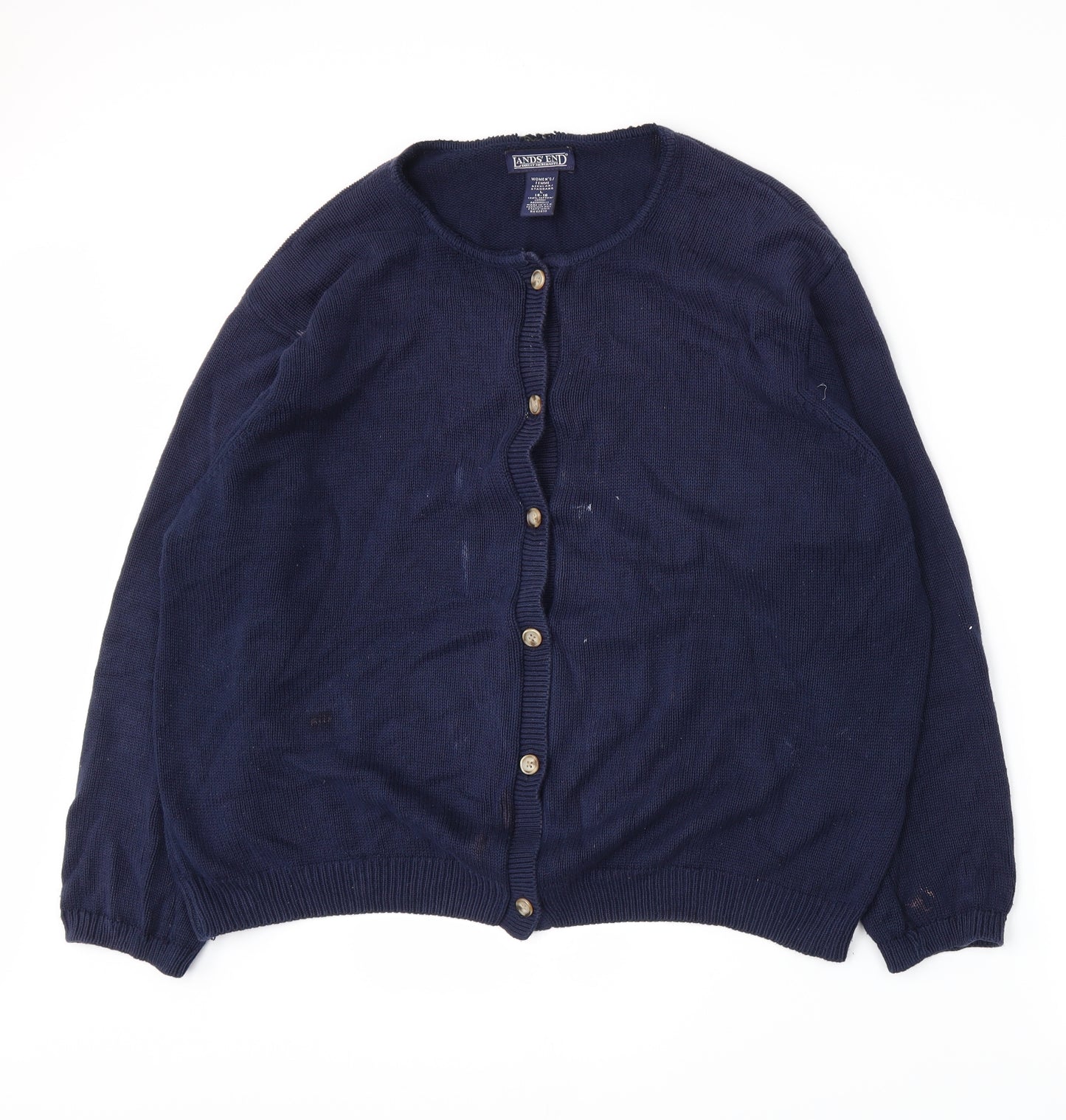 Lands' End Womens Blue  Knit Cardigan Jumper Size L