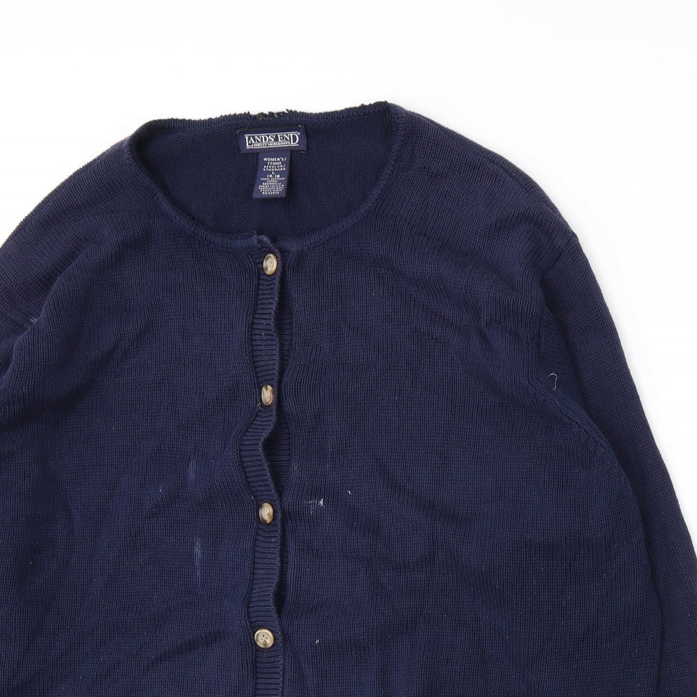 Lands' End Womens Blue  Knit Cardigan Jumper Size L