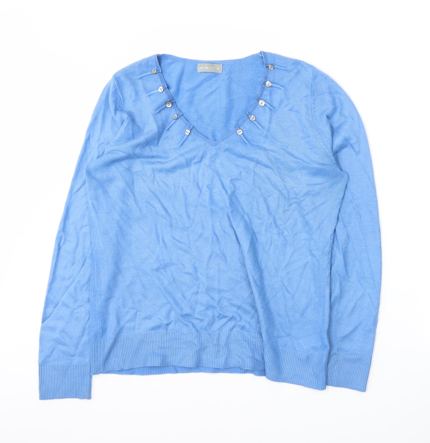 Per Una Womens Blue   Pullover Jumper Size 14
