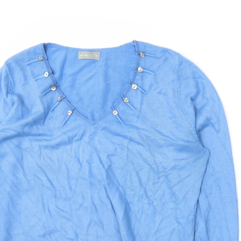 Per Una Womens Blue   Pullover Jumper Size 14