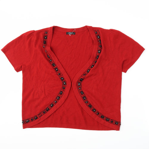 BM Womens Red  Knit Cardigan Jumper Size M