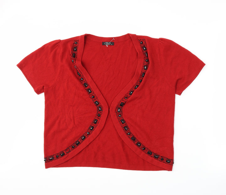 BM Womens Red  Knit Cardigan Jumper Size M