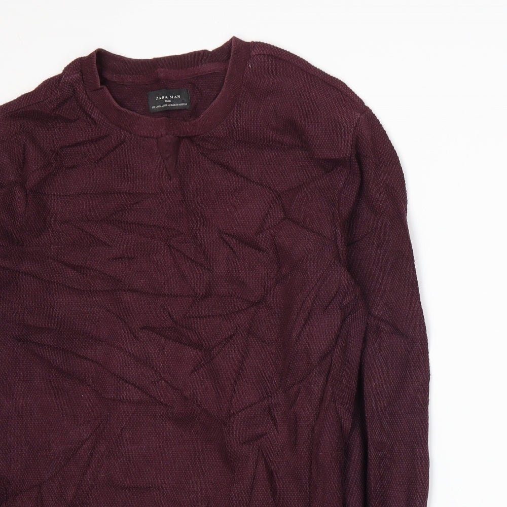 Zara Mens Purple   Pullover Sweatshirt Size L