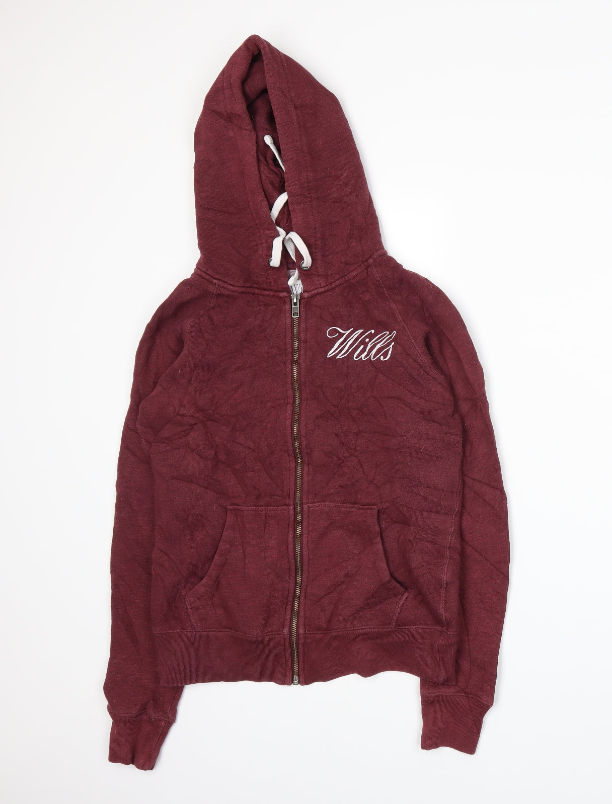 Jack Wills Womens Red  Jersey Full Zip Hoodie Size 8