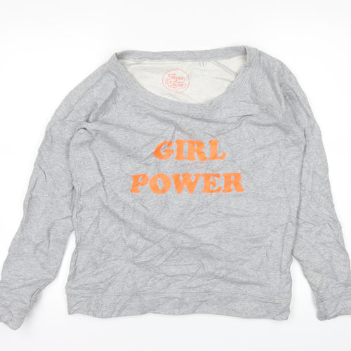 Organic Cotton Womens Grey   Pullover Jumper Size S  - Girl Power