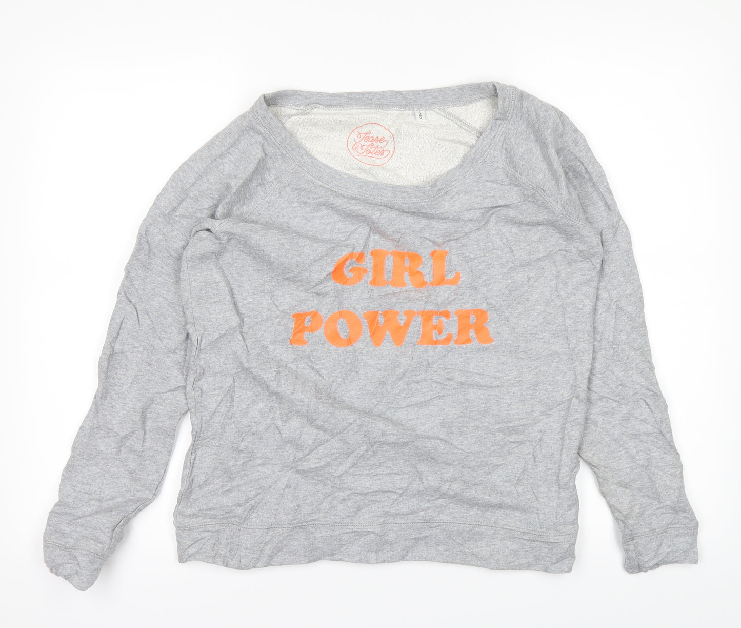 Organic Cotton Womens Grey   Pullover Jumper Size S  - Girl Power