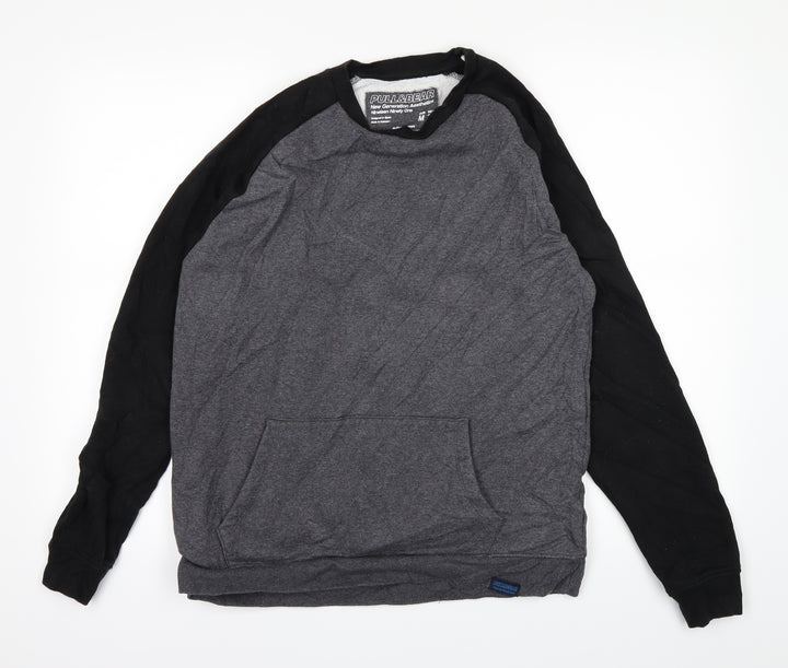 Pull&Bear Mens Grey Pullover Jumper Size M