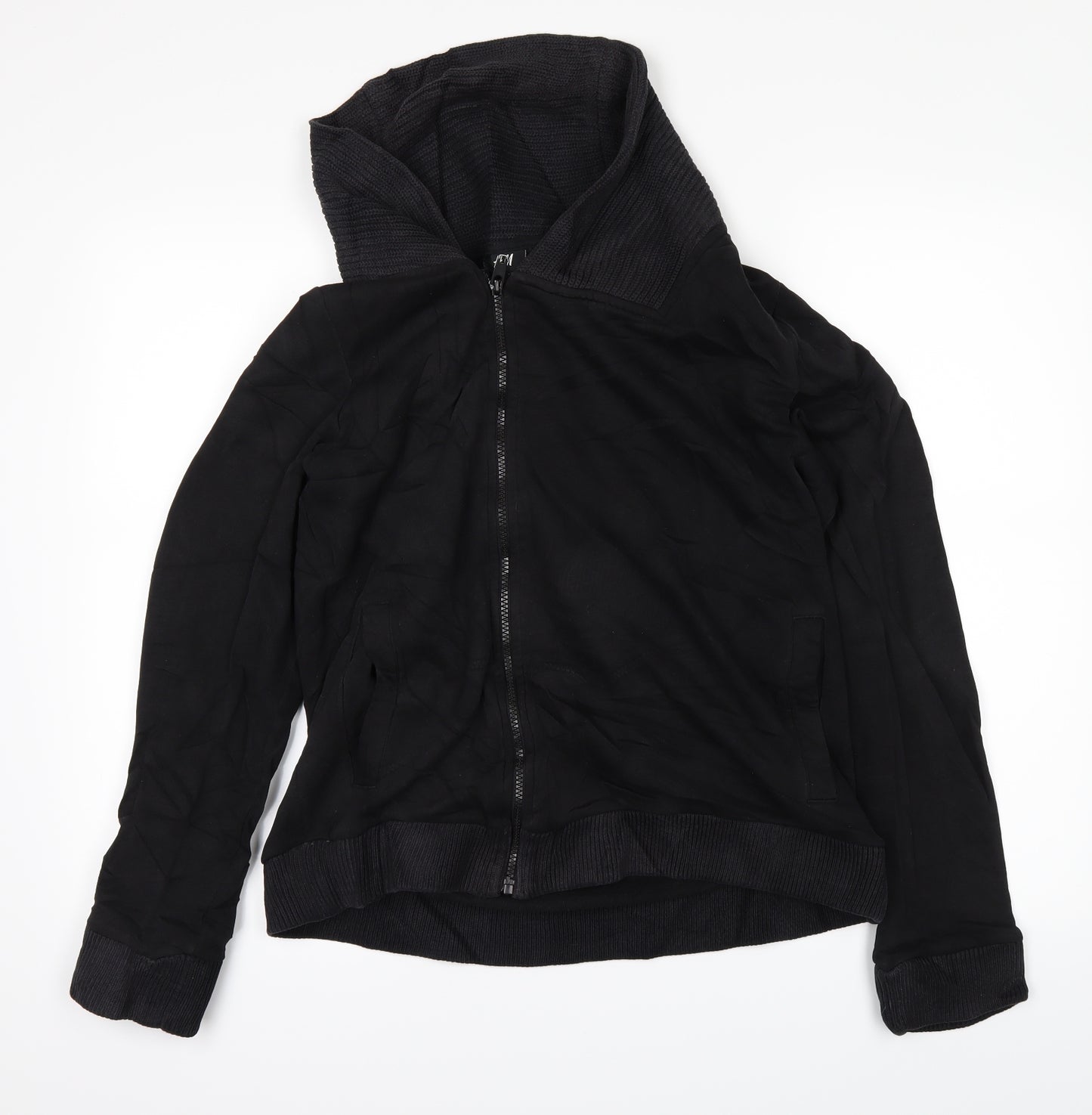 H&M Womens Black   Full Zip Jumper Size M