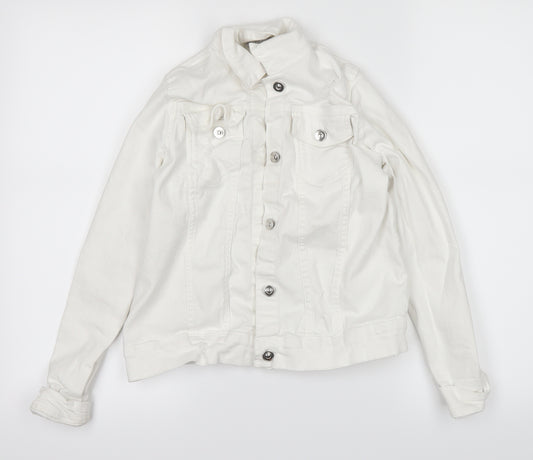 Front view of Ilovegirlswear girls’ white jacket, size 11, years