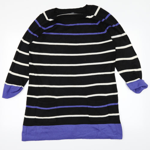 F&F Womens Black Striped  Pullover Jumper Size 14