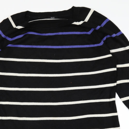 F&F Womens Black Striped  Pullover Jumper Size 14