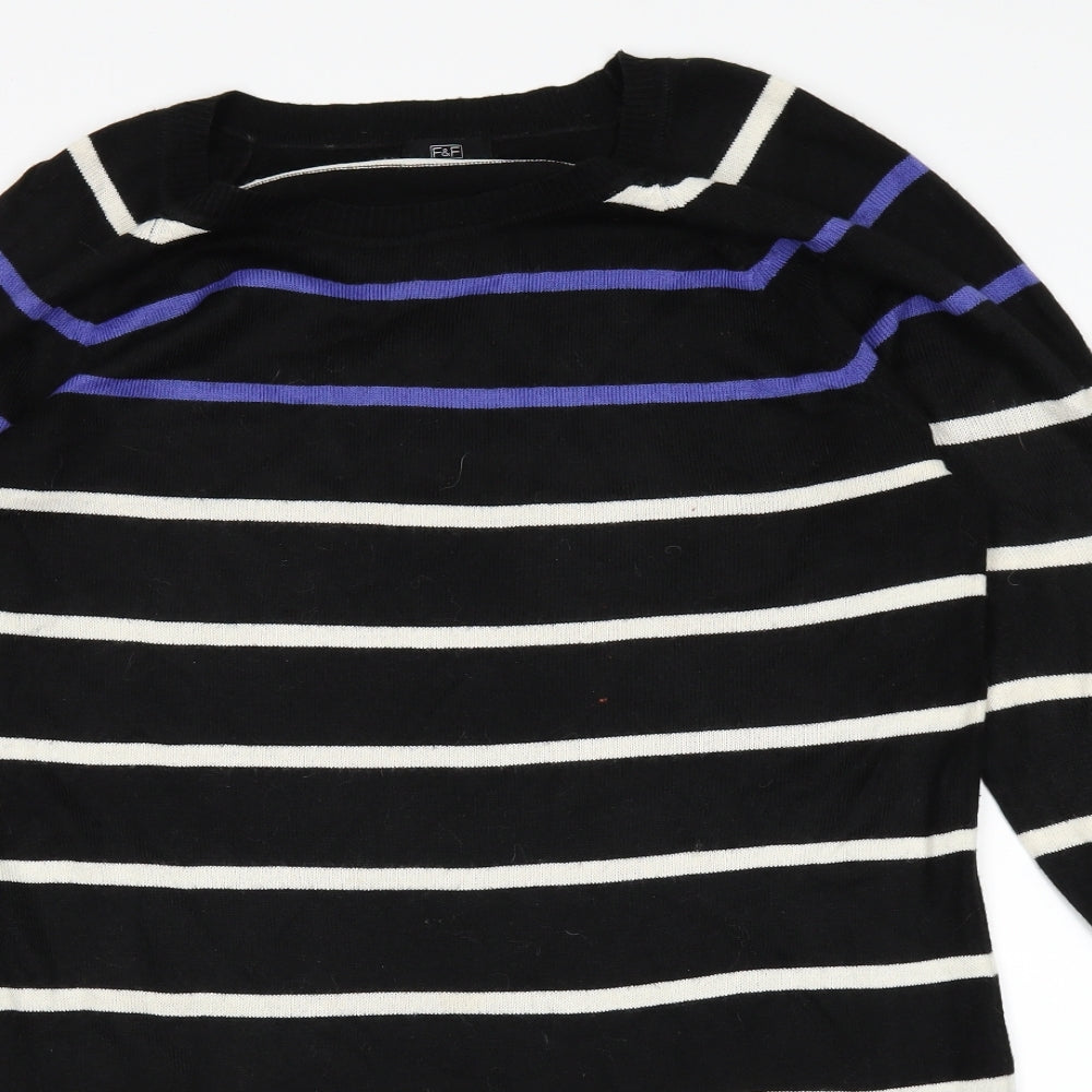 F&F Womens Black Striped  Pullover Jumper Size 14