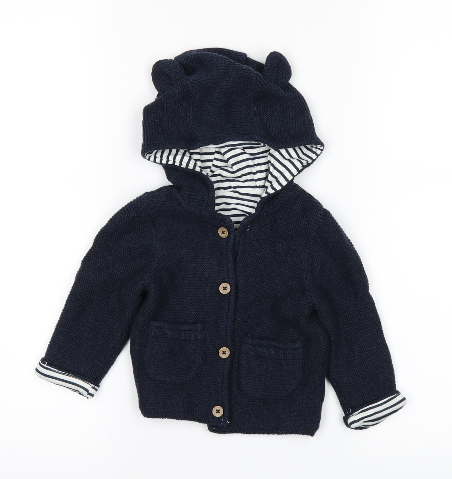 TU Boys Blue   Cardigan Jumper Size 3-6 Months  - hoodie