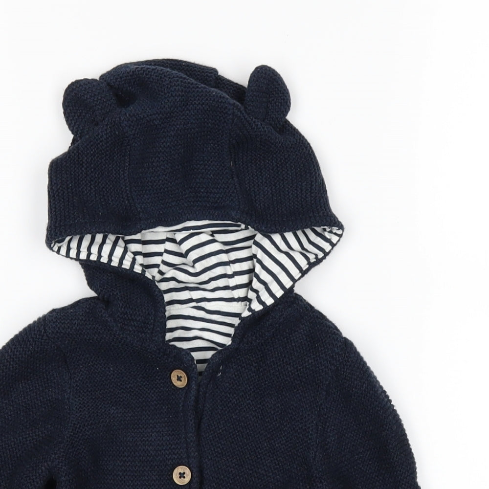 TU Boys Blue   Cardigan Jumper Size 3-6 Months  - hoodie