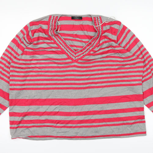 BM Womens Red Striped  Basic T-Shirt Size L