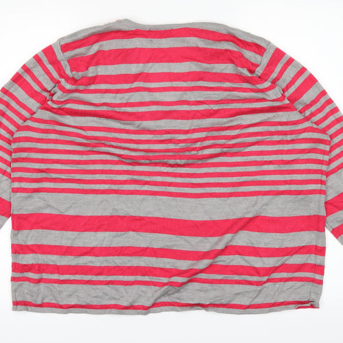 BM Womens Red Striped  Basic T-Shirt Size L
