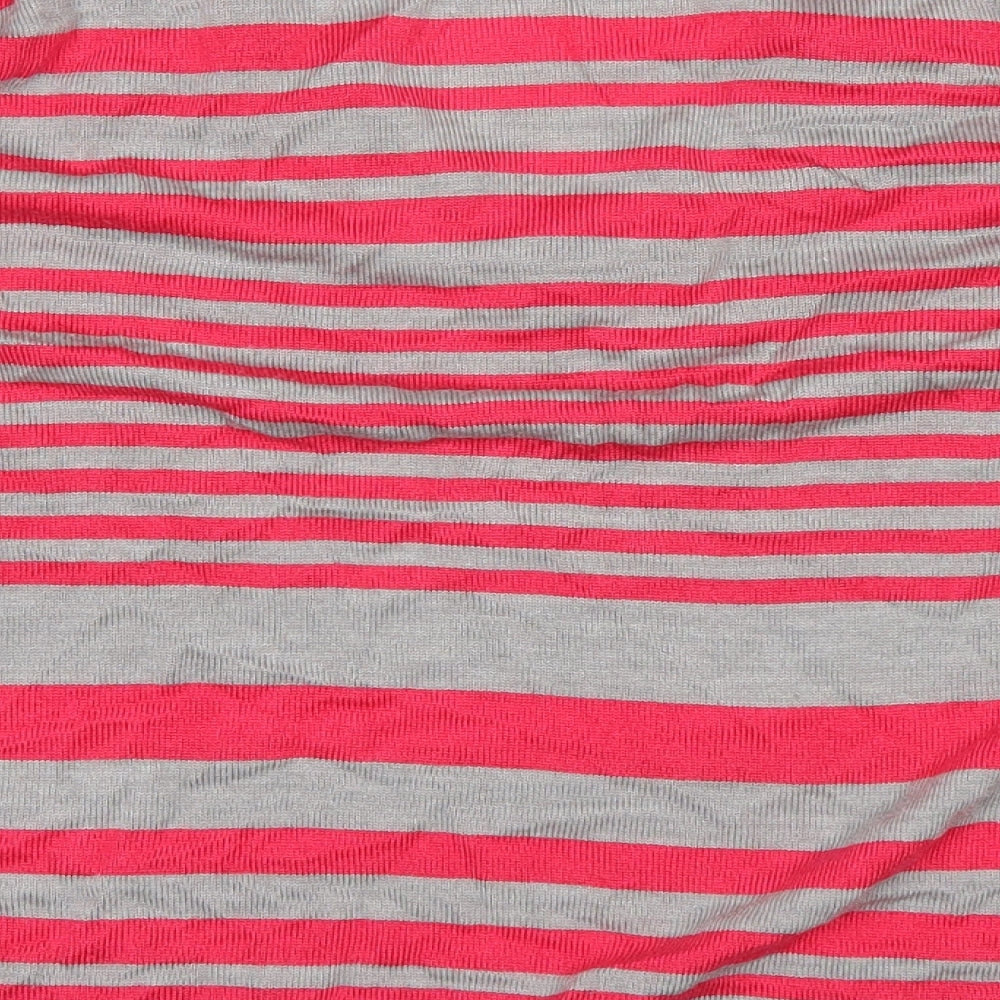 BM Womens Red Striped  Basic T-Shirt Size L