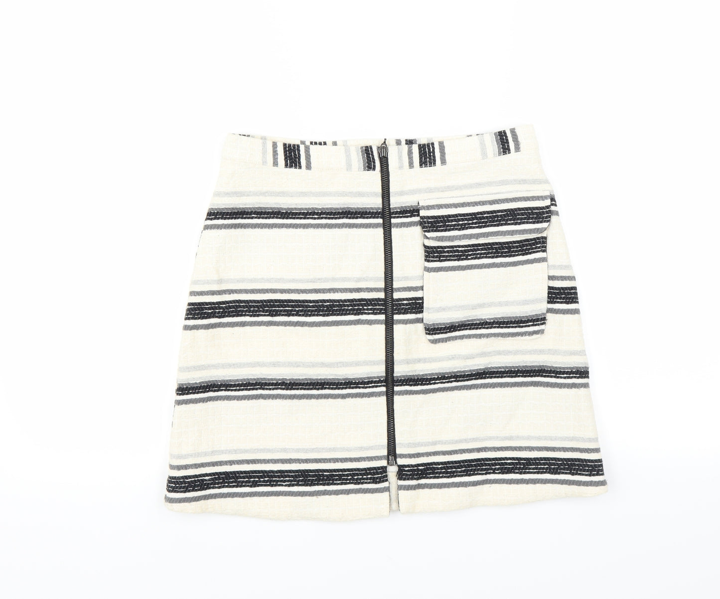 Topshop Womens Ivory Striped  Mini Skirt Size 10