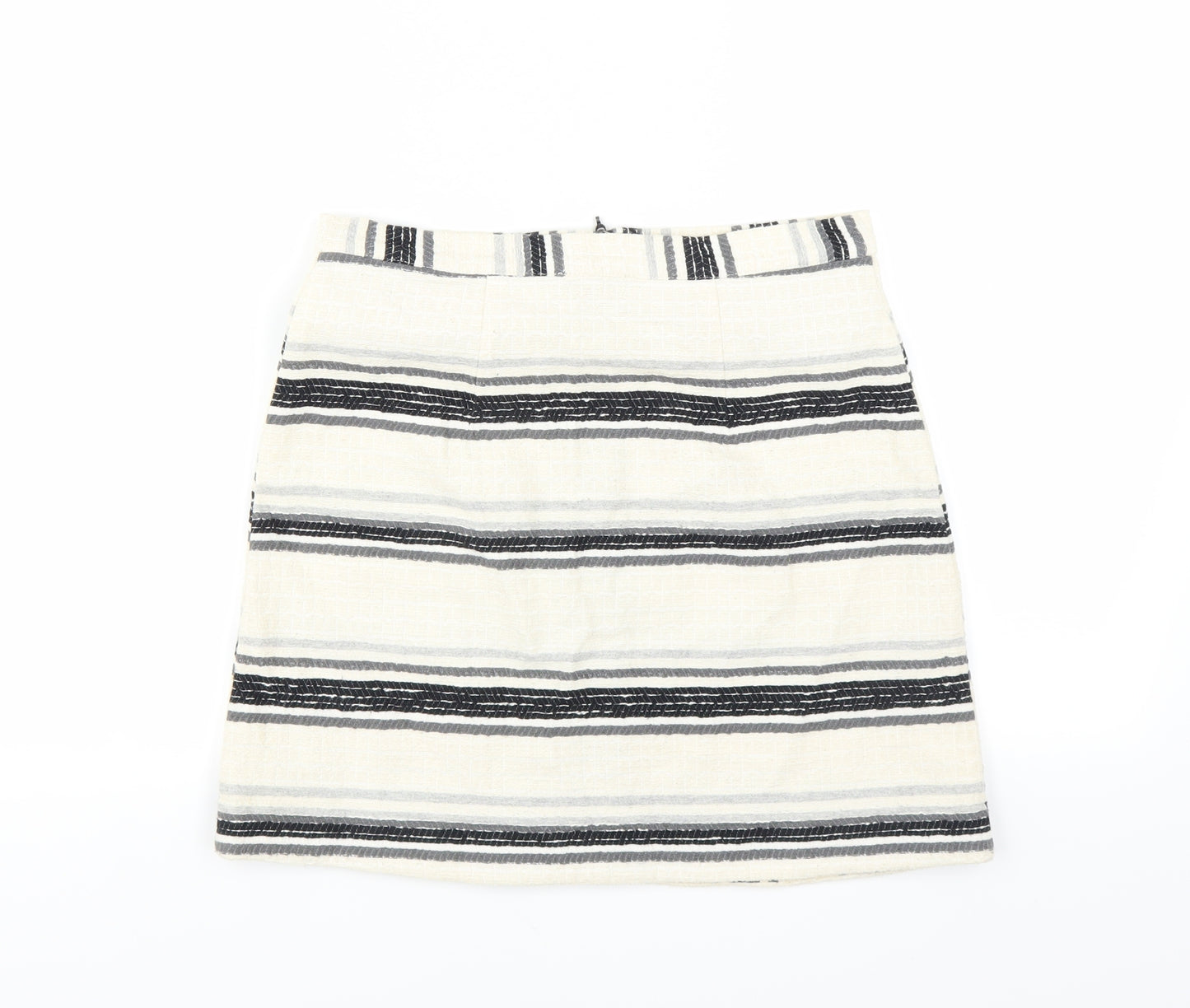 Topshop Womens Ivory Striped  Mini Skirt Size 10